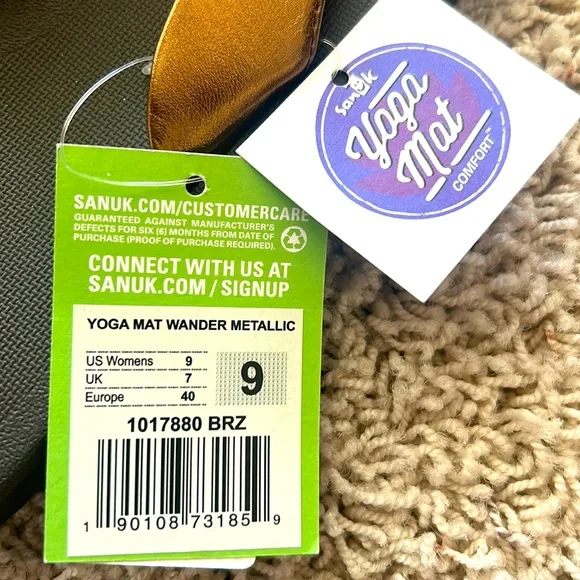 NWT😊SANUK Yoga Mat Comfort WANDER METALLIC Bronze FLIP FLOPS🩴Size 9 1017880 BRZ - Picture 2 of 11